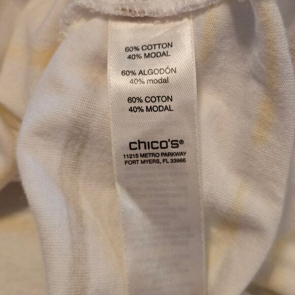 Chicos Top Womens Size Medium 1 Multi Stripe Splitneck Short Sleeve Casual - Picture 4 of 10